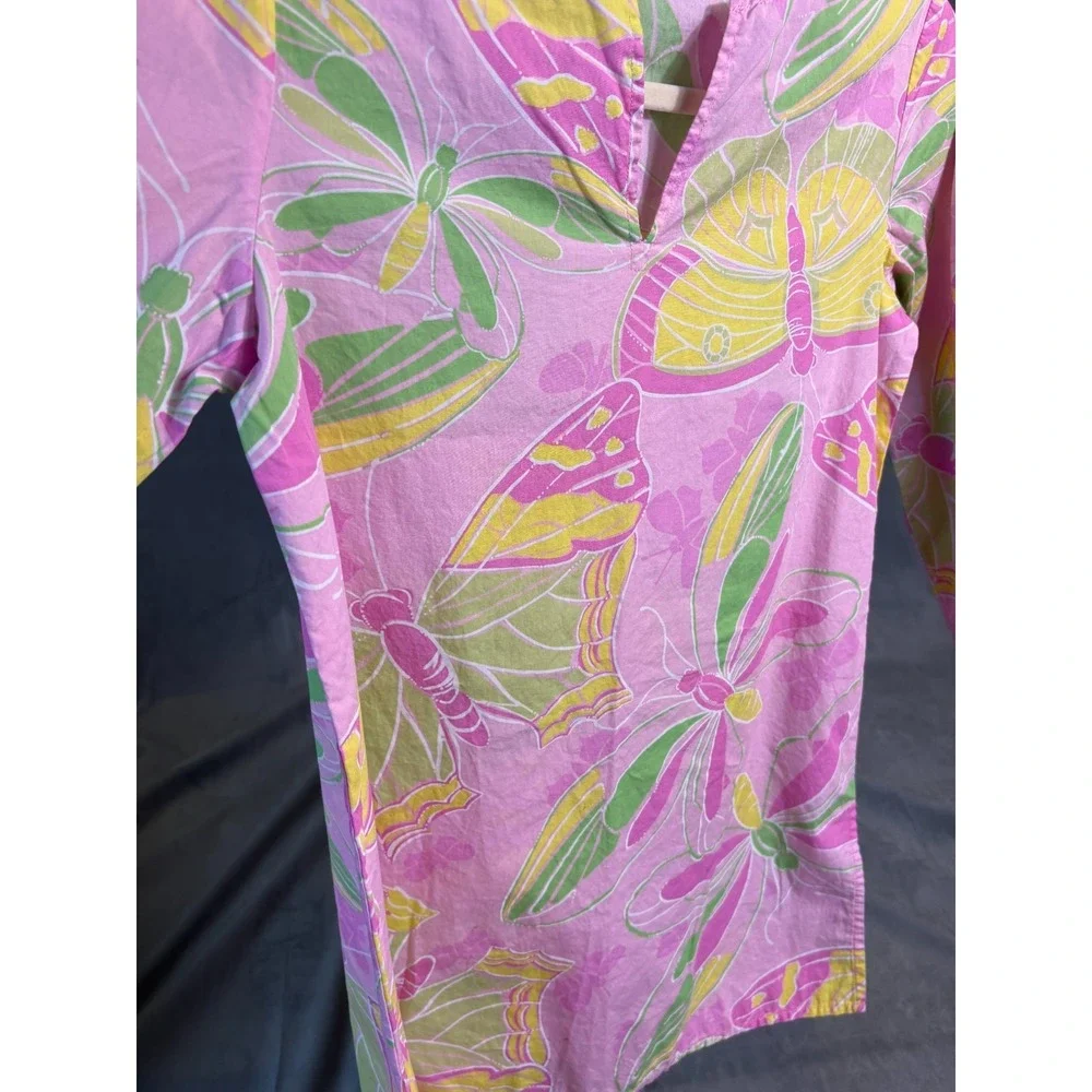 Lilly‎ Pulitzer Girls Butterfly Pink Tunic Dress 100% Cotton Beach Pool Preppy L